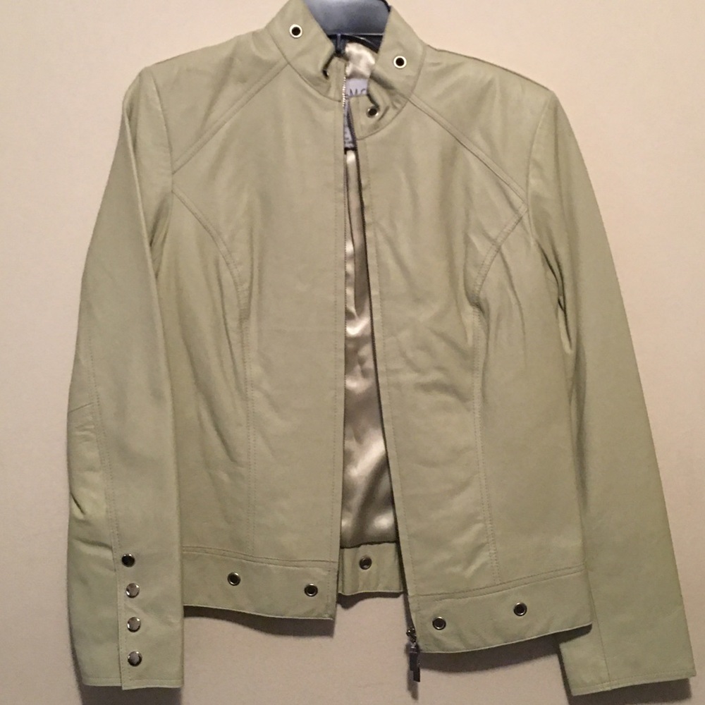 Light Green Leather “Pamela McCoy” Jacket
